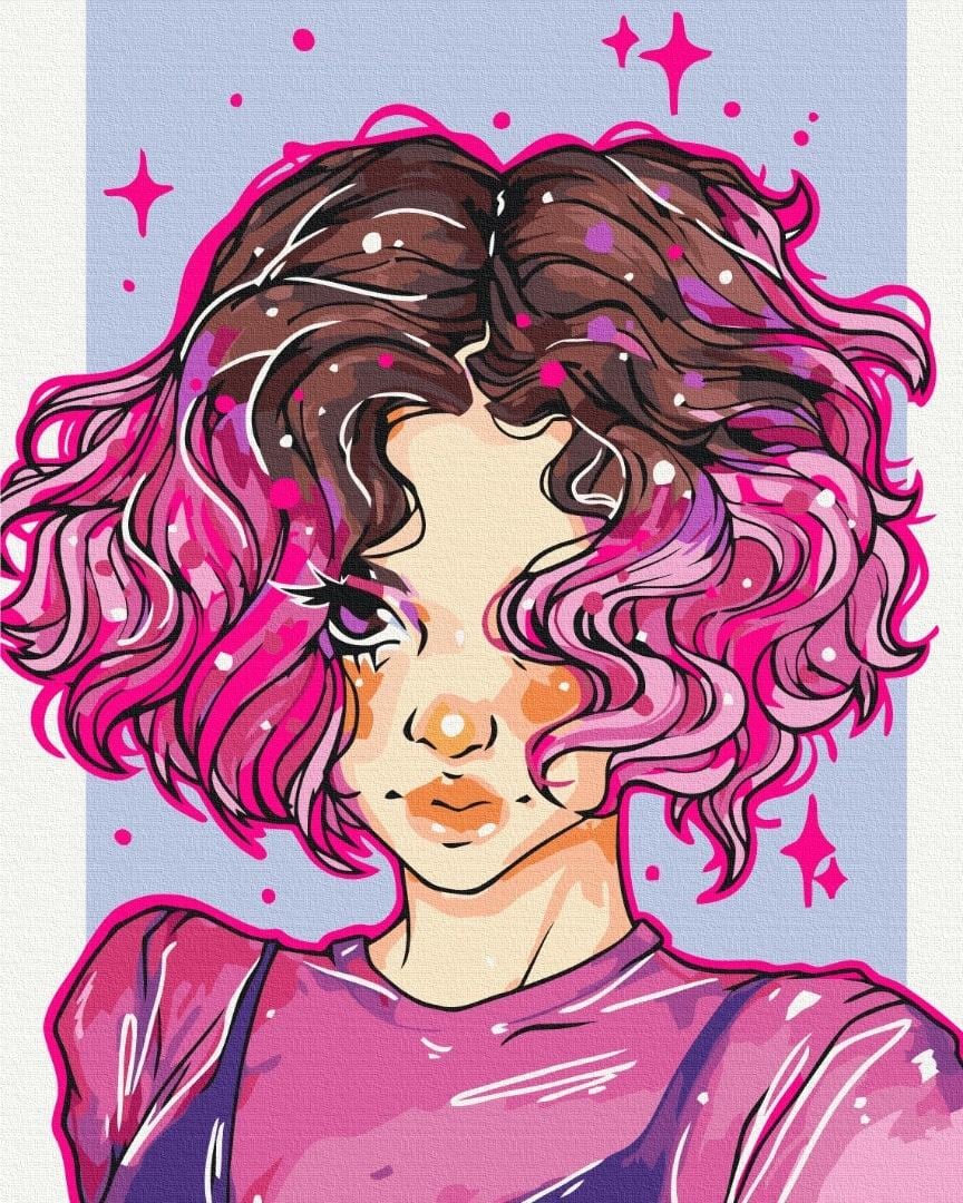 Картина по номерам BrushMe BS53521 Яркие локоны с флуоресцентной краской 40х50 см (1915042764)