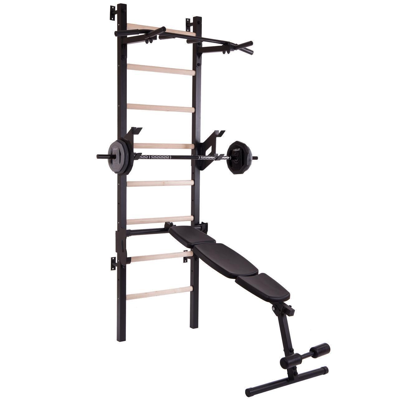 Шведская стенка-стойка SP-Planeta Master Wood PRO L-2405 с турником брусами/скамьей для пресса/спины сталь/дерево (2532844354)