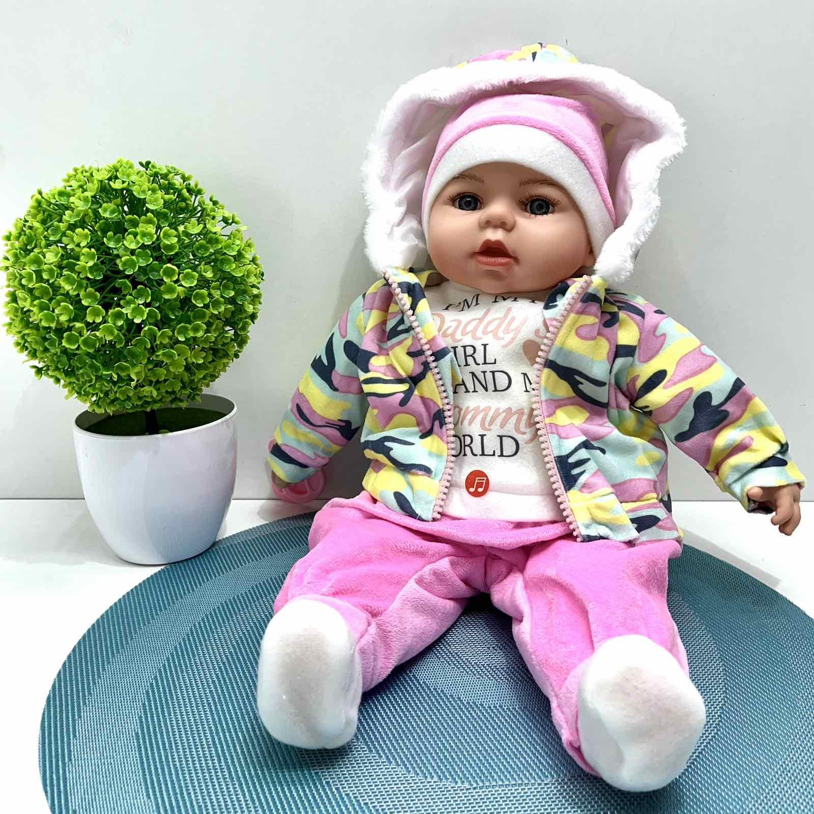 Кукла-пупс мягконабивная Вид 3 с соской и звуковыми эффектами украинский язык 42 см (M 5919 I UA)