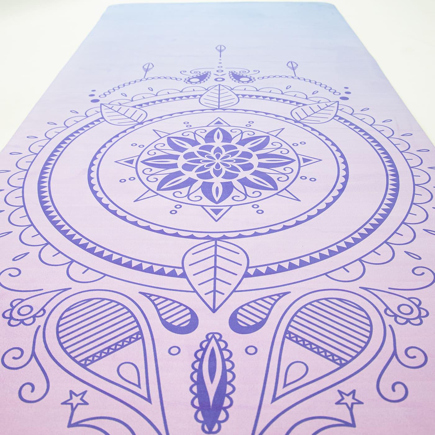 Килимок для йоги та фітнесу OSPORT каучук/замша 4 мм 183x68 см Рожево-блакитний (OF-0286-007) - фото 3