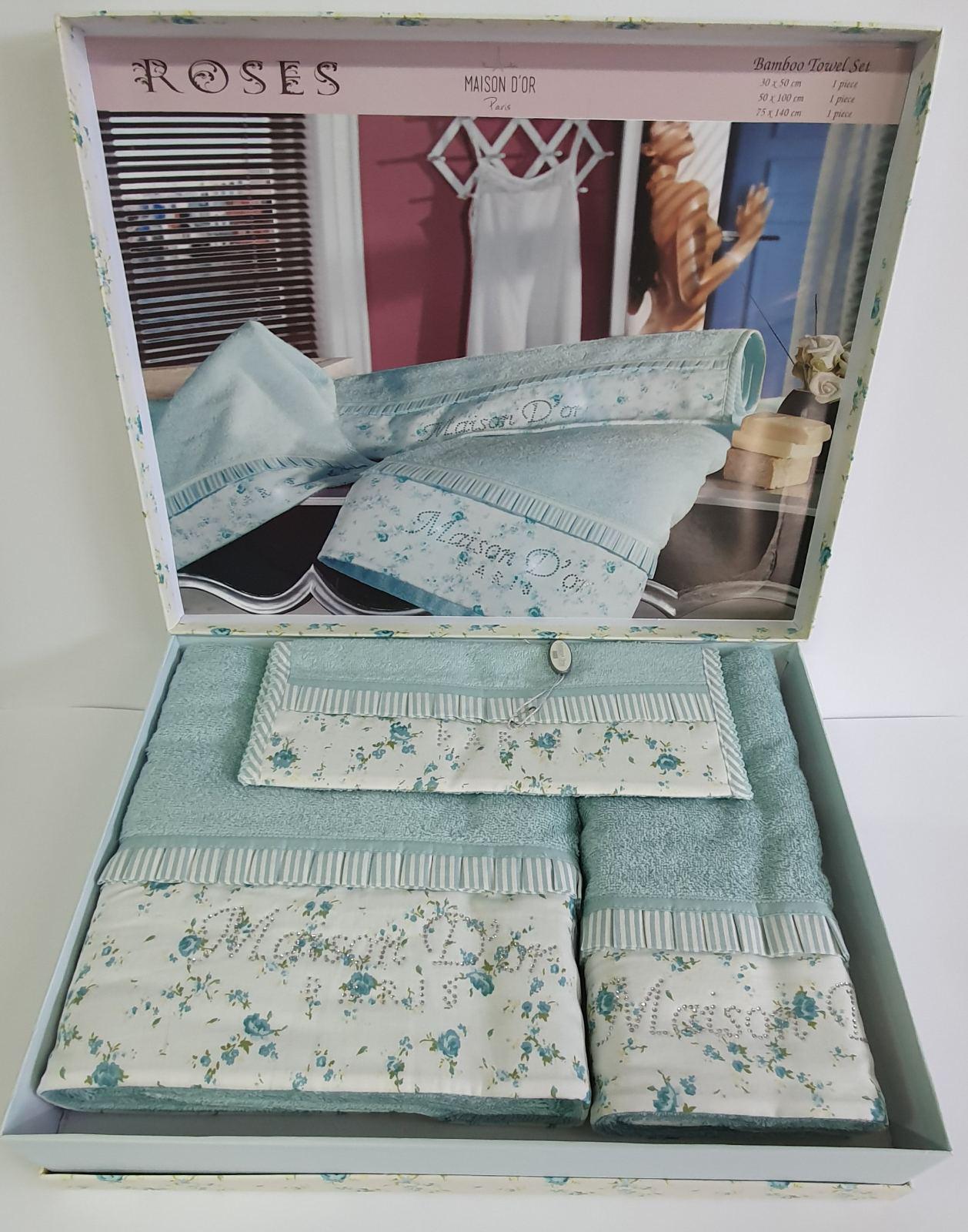 Полотенца Maison D'or 3 шт. Roses Turquoise (03MD19NABC12) Полотенца Maison D'or 3 шт. Roses Turquoise (03MD19NABC12)