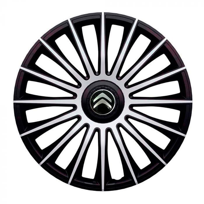 Ковпаки для коліс J-Tec Austin R15 з логотипом Citroen 4 шт. Silver/Black Ковпаки для коліс J-Tec Austin R15 з логотипом Citroen 4 шт. Silver/Black