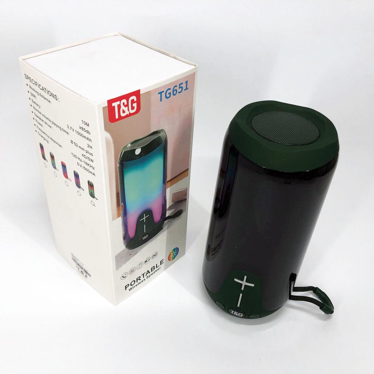 Колонка портативна з RGB підсвітком TG651 Зелений - фото 8 Колонка портативна з RGB підсвітком TG651 Зелений - фото 8