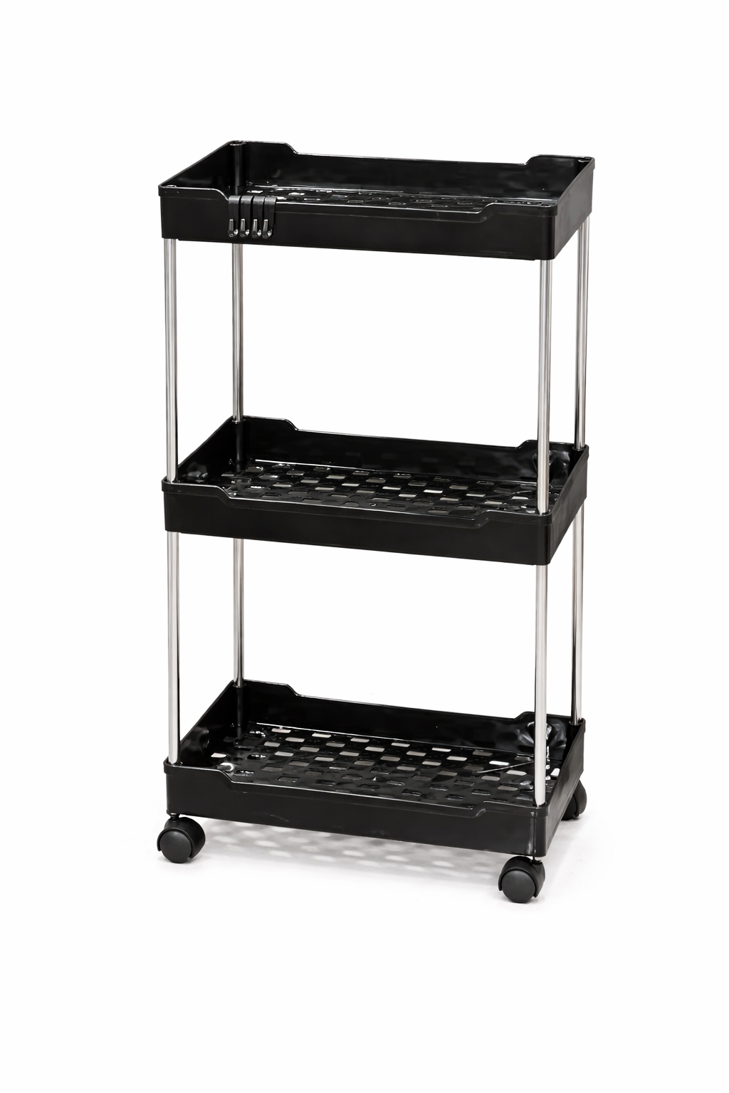 Этажерка на колесах универсальная 3-ярусная 35х19х59 см Черный (33549759)