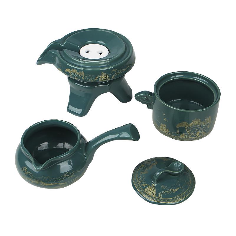 Сервіз для чайної церемонії Lesko #16 Гірський пейзаж піали з чайником на 6 персон Green (2471836538) - фото 3
