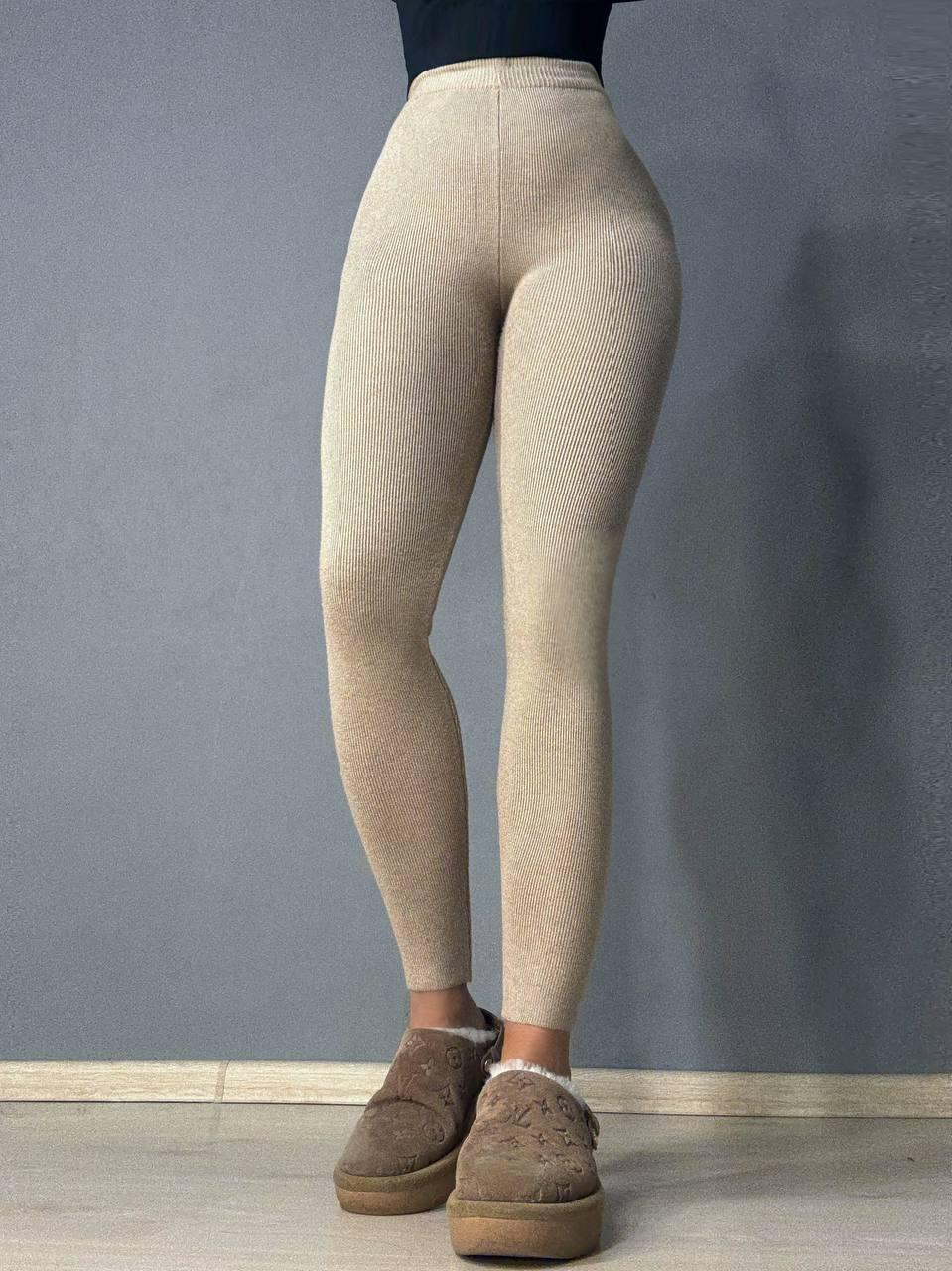 Лосины женские My fashion 301 вязаные трикотажные теплые с высокой талией OS Бежевый (5949)