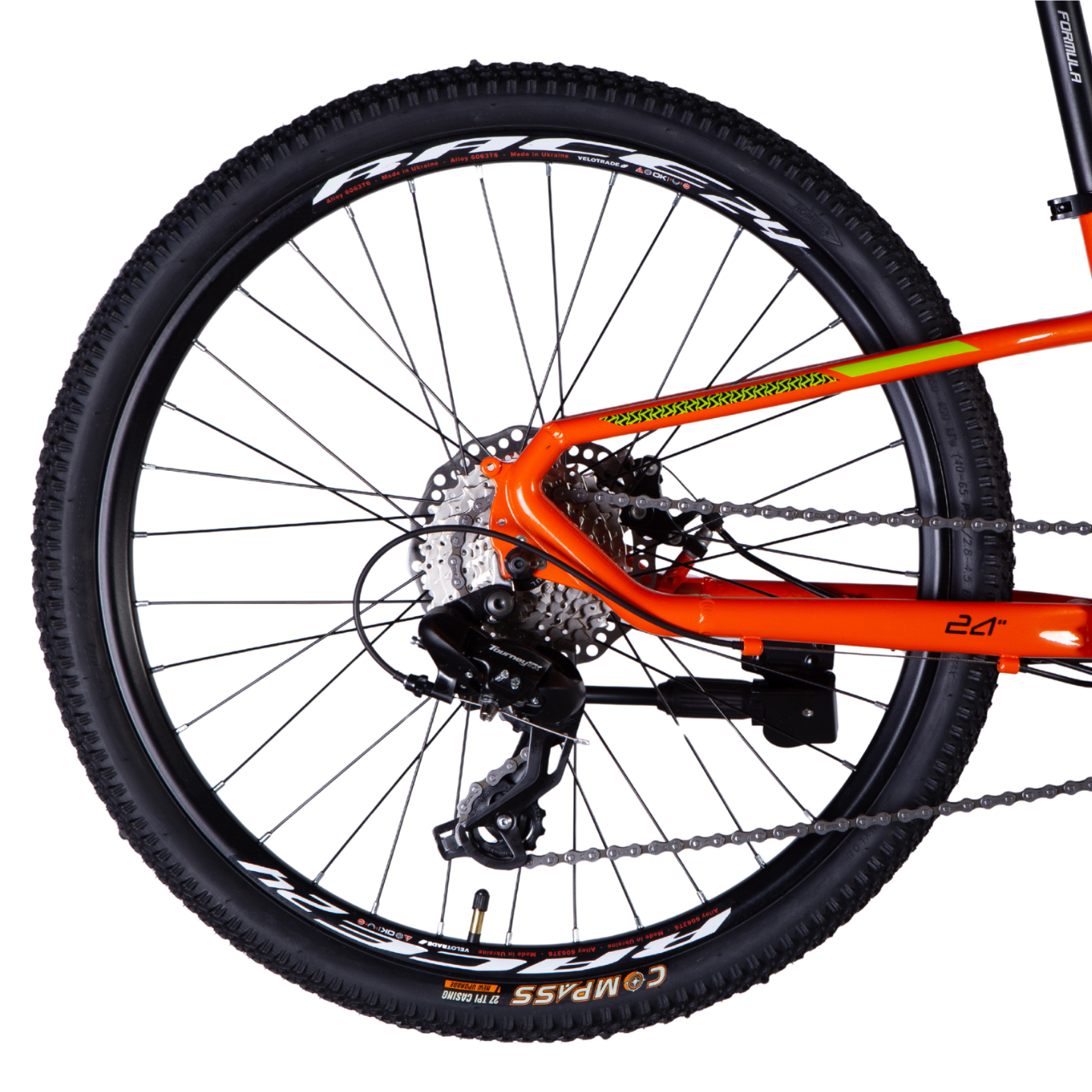 Велосипед подростковый Formula F-1 DD CS 2025 AL 24" 11" Зелено-оранжевый - фото 3