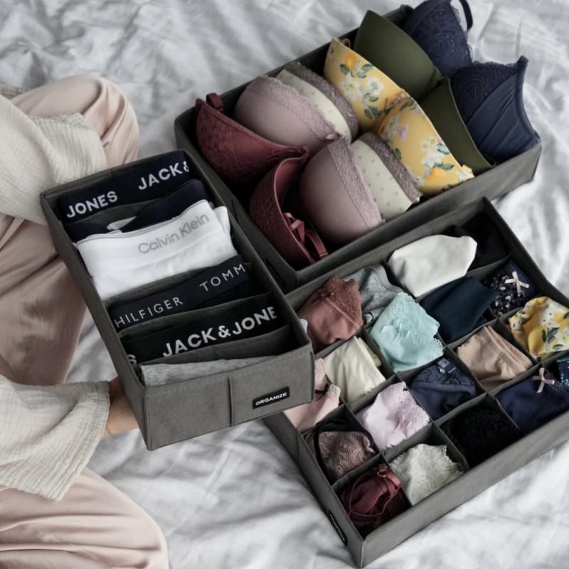 Набір органайзерів для білизни великий 3 шт. Сірий (Gr003) - фото 2