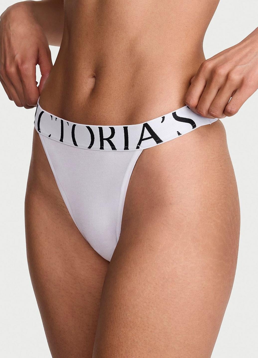 Трусики Victoria's Secret Exploded Logo Cotton 90s Brief M Белый (1440000434232QBFM)