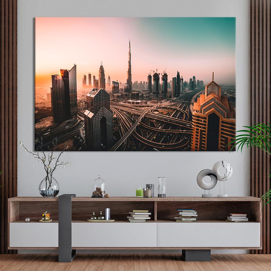 Картина город Панорамный вид на Дубай 51x34 см (A663-1)