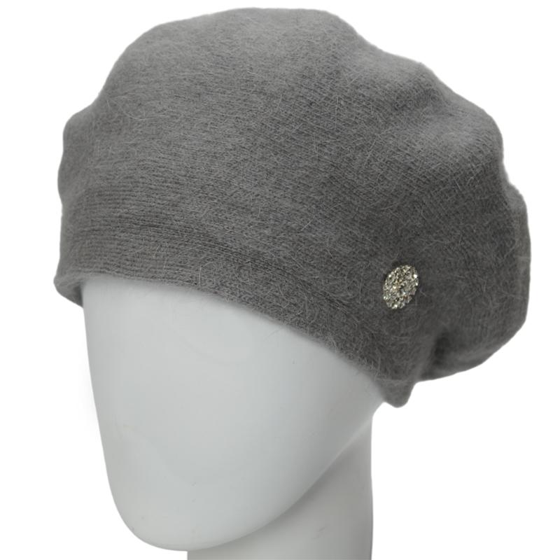 Берет женский Novita Фанни ангоровый на ножке one size Дым