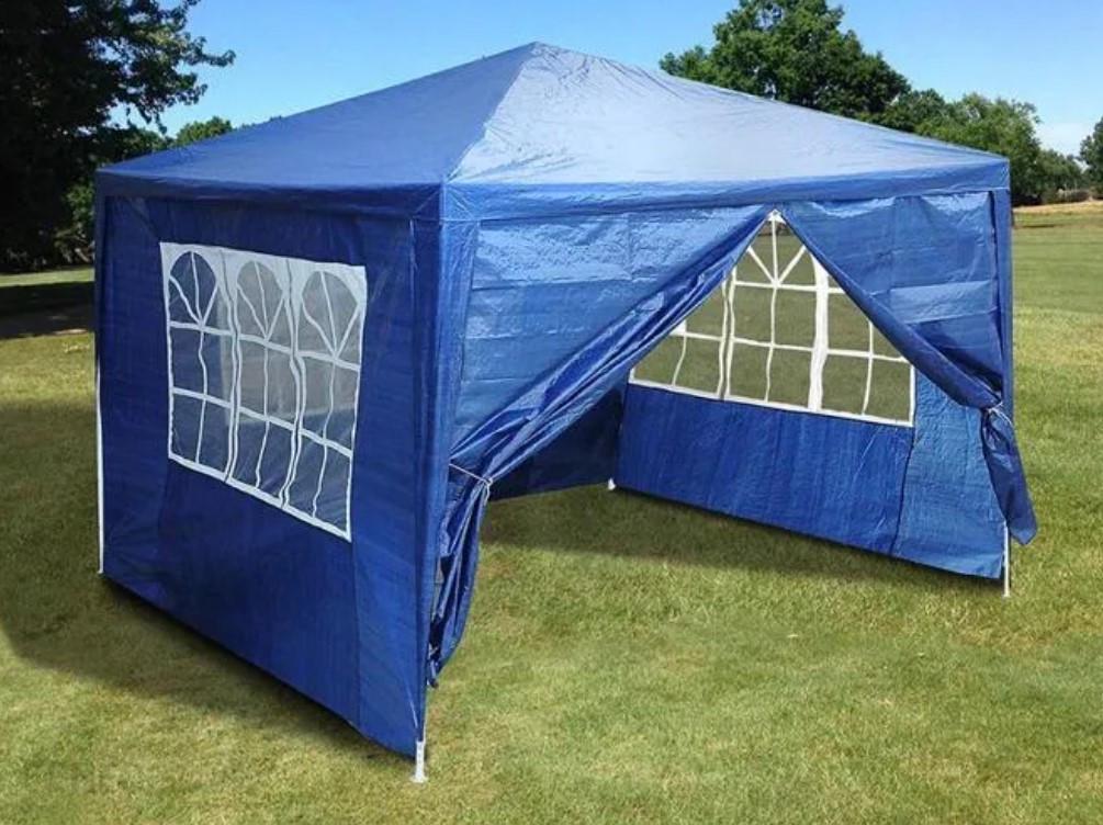 Павільйон садовий Shengyuan CC-ZT-001 з боковими стінками/вікнами та входом на блискавці 3х3 м Синій (26767381)