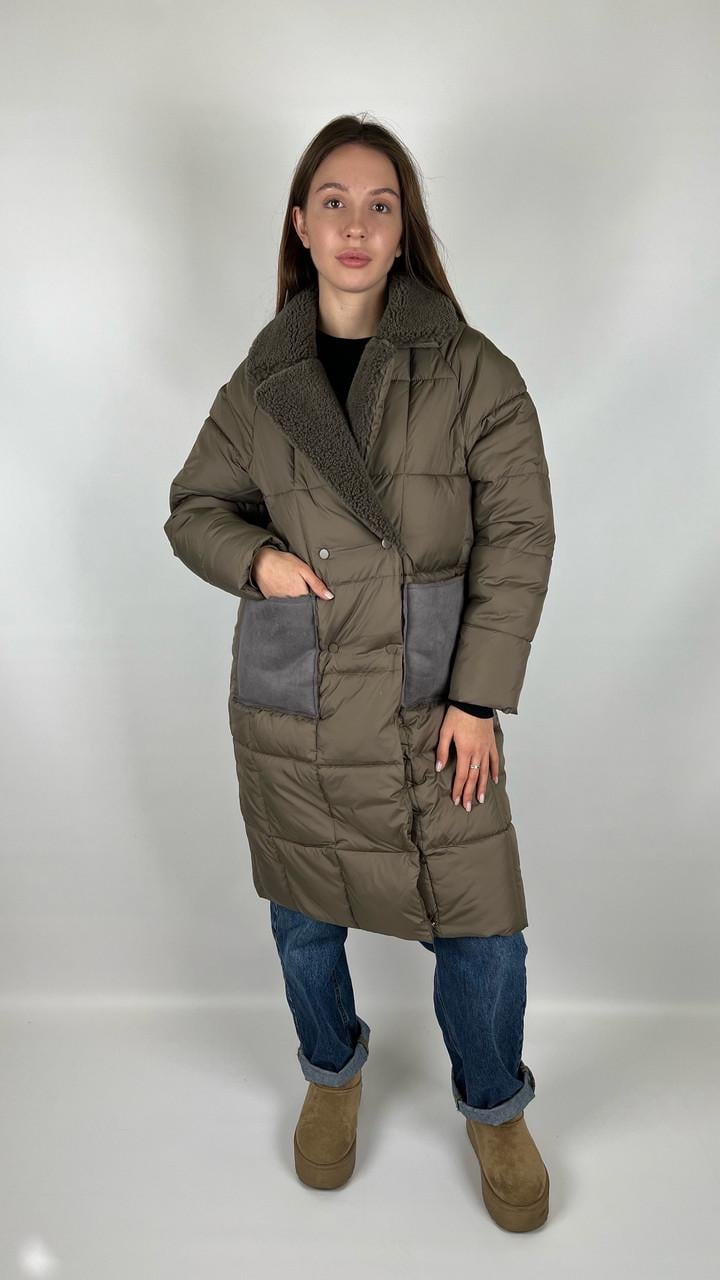 Куртка-пальто женская зимняя р. 44 Коричневый/Желтый (#9058-05) Куртка-пальто женская зимняя р. 44 Коричневый/Желтый (#9058-05)