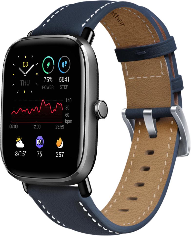 Ремешок кожаный Folsa для Amazfit GTS 2 mini Dark Blue (31530-5D)