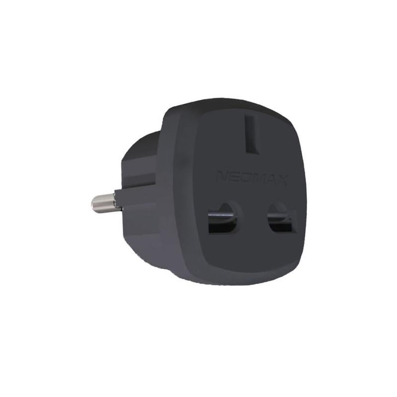 Сетевой переходник Neomax 1 гнездо с заземлением 10A 2P+E британский стандарт Черный (NX1129)