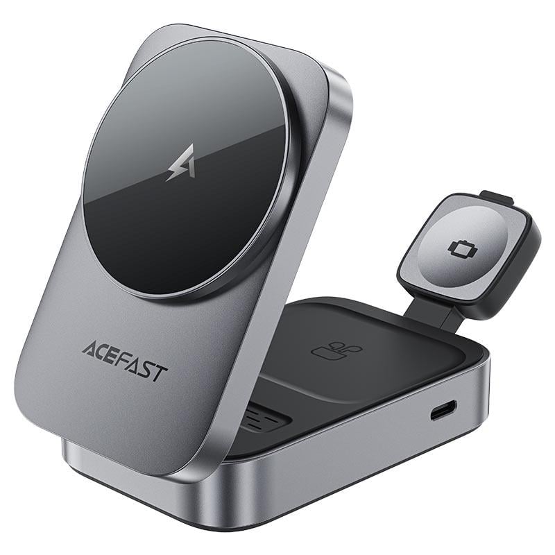 Зарядное устройство для телефонов беспроводной Acefast E22 Desktop 3в1 Wireless Charging holder Metal Grey (19102)