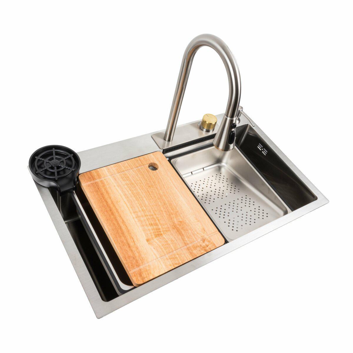 Мойка для кухни Platinum Handmade PVD Водопад 75x45B Сатин (PLTM-SP000039688)