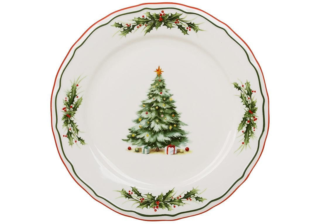Тарелка фарфоровая BonaDi Evergreen Christmas D 27х2,5 см (K359)