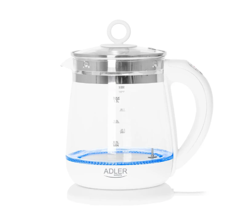 Чайник стеклянный Adler с заварочным блоком и регулятором температуры 1,5 л (AD 1299) - фото 4 Чайник стеклянный Adler с заварочным блоком и регулятором температуры 1,5 л (AD 1299) - фото 4