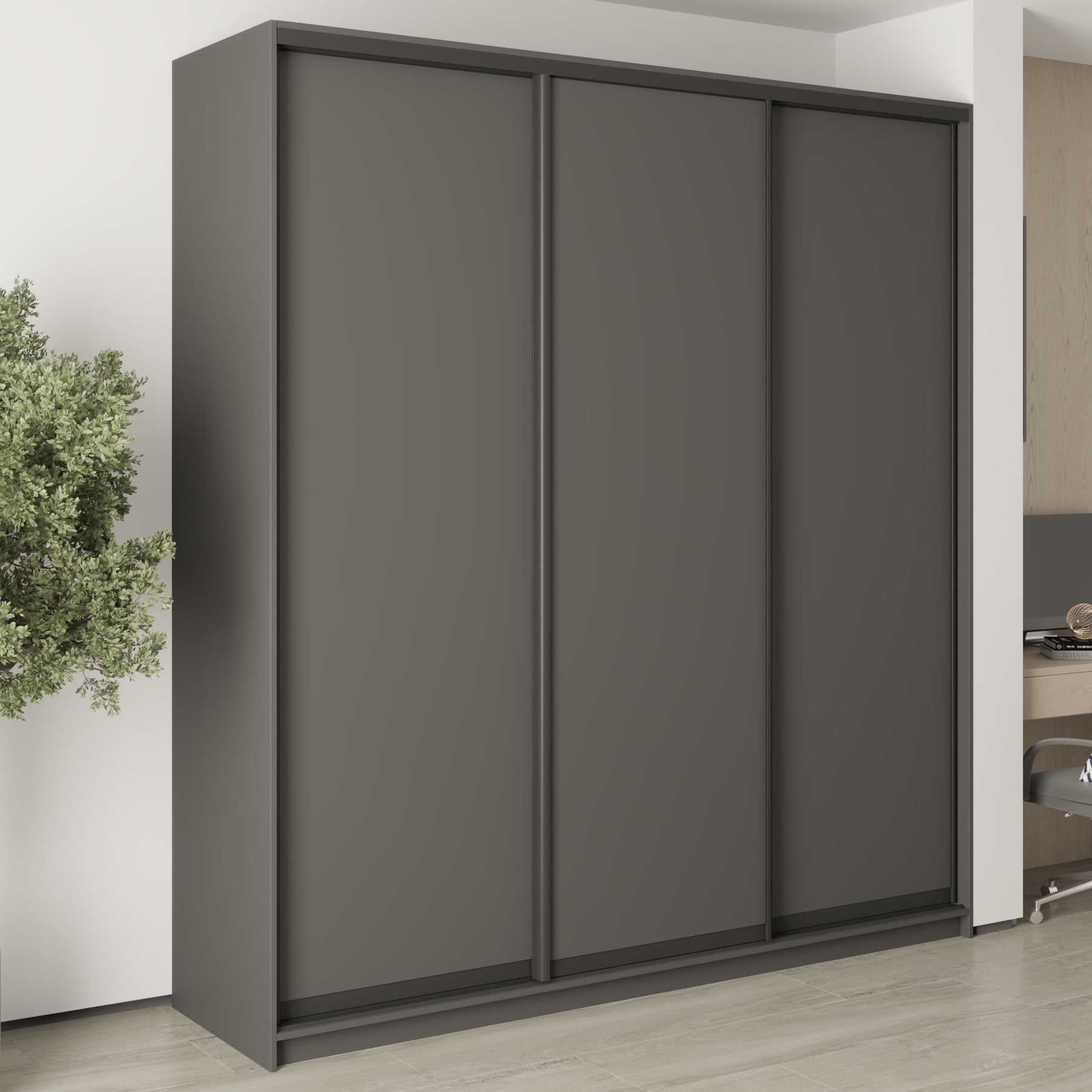 Шкаф-купе трехдверный Mebel Star Комбо BG MBS-9432 220х45х240 см Антрацит (1009421) Шкаф-купе трехдверный Mebel Star Комбо BG MBS-9432 220х45х240 см Антрацит (1009421)