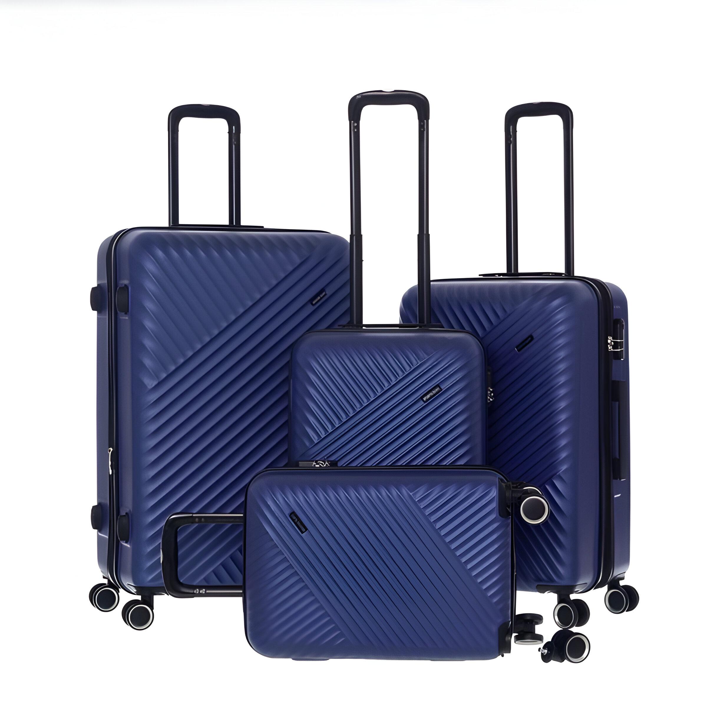 Набір валіз 4в1 пластик з кодовим замком та телескопічною ручкою Синій (635) - фото 1 Набір валіз 4в1 пластик з кодовим замком та телескопічною ручкою Синій (635) - фото 1