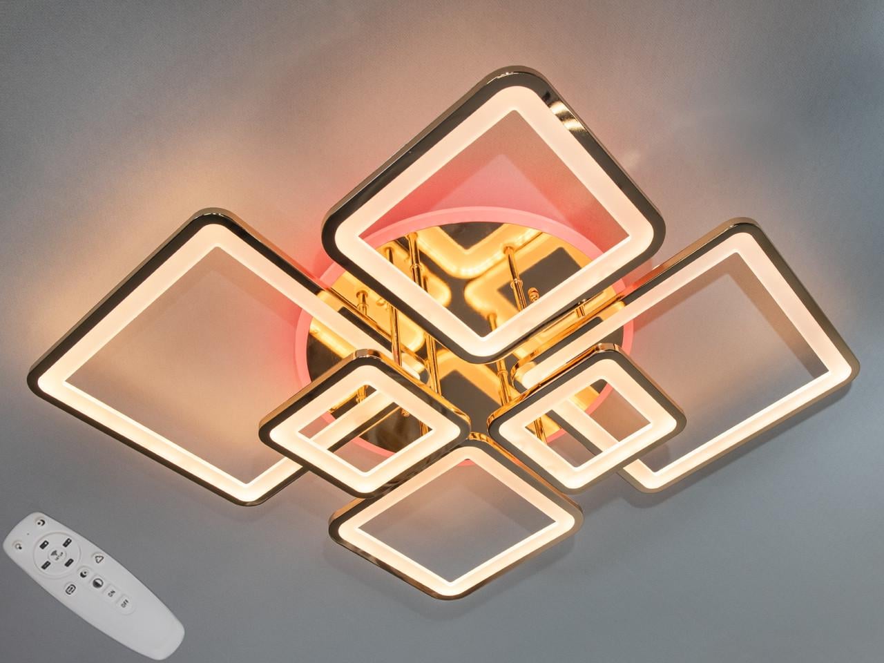 Люстра LED EcoLed с диммером и разноцветной подсветкой 8160/6G LED 3color dimmer Золотой Люстра LED EcoLed с диммером и разноцветной подсветкой 8160/6G LED 3color dimmer Золотой