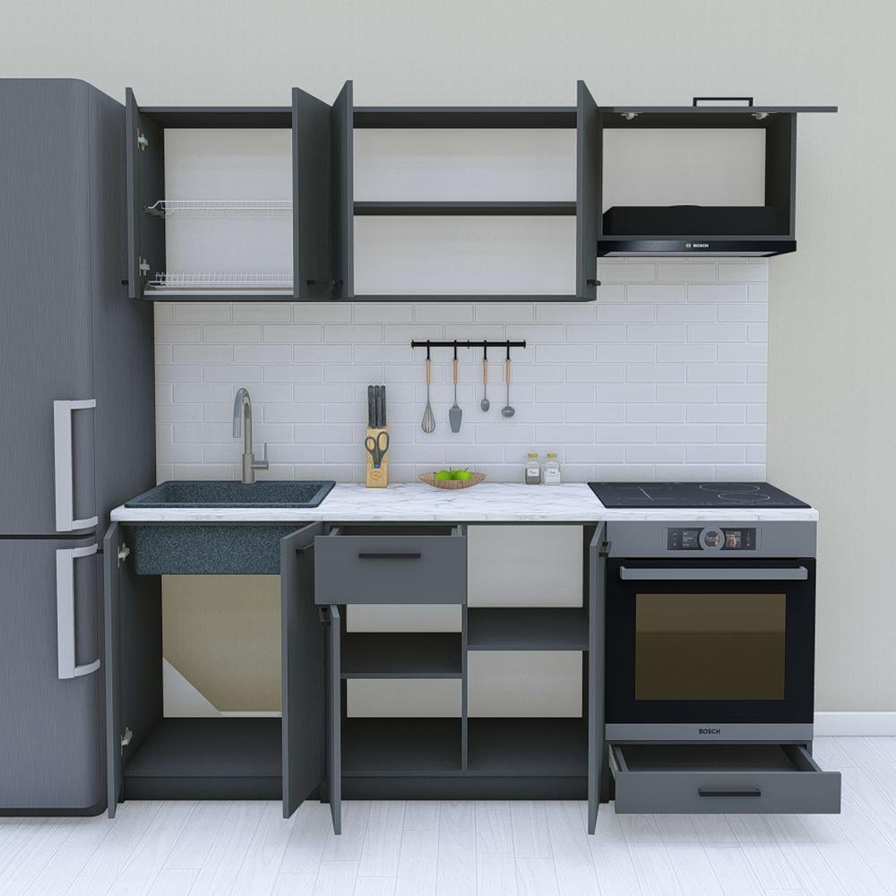 Кухня модульна готова 2 м 200 см Графіт (МП38б) - фото 2 Кухня модульна готова 2 м 200 см Графіт (МП38б) - фото 2