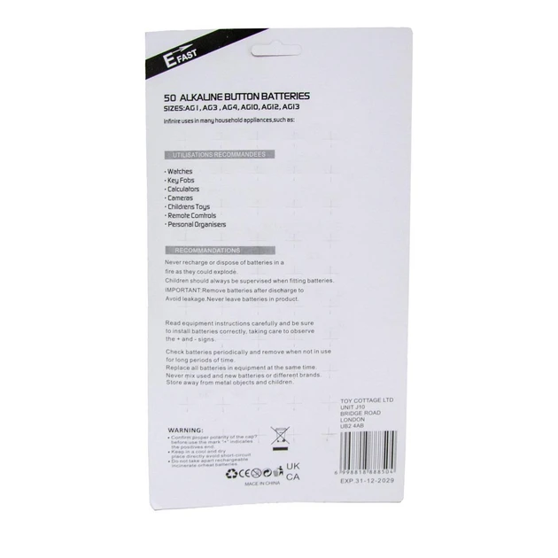 Набір батарейок ASSORTED BUTTON BATTERIES AG 50 шт. (5949) - фото 4 Набір батарейок ASSORTED BUTTON BATTERIES AG 50 шт. (5949) - фото 4