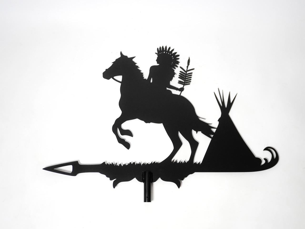 Флюгер маленький на крышу Индианец верхом на лошади на беседку/колодец/забор 65x40 см (1092400)