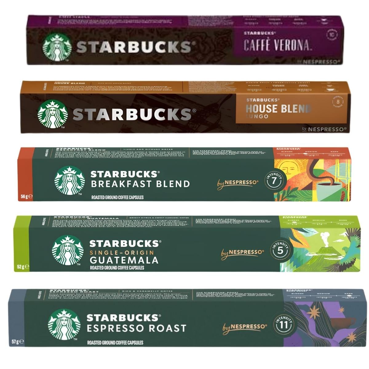 Набор кофе в капсулах 5 видов Starbucks Nespresso Микс 50 шт. (setsb0003)