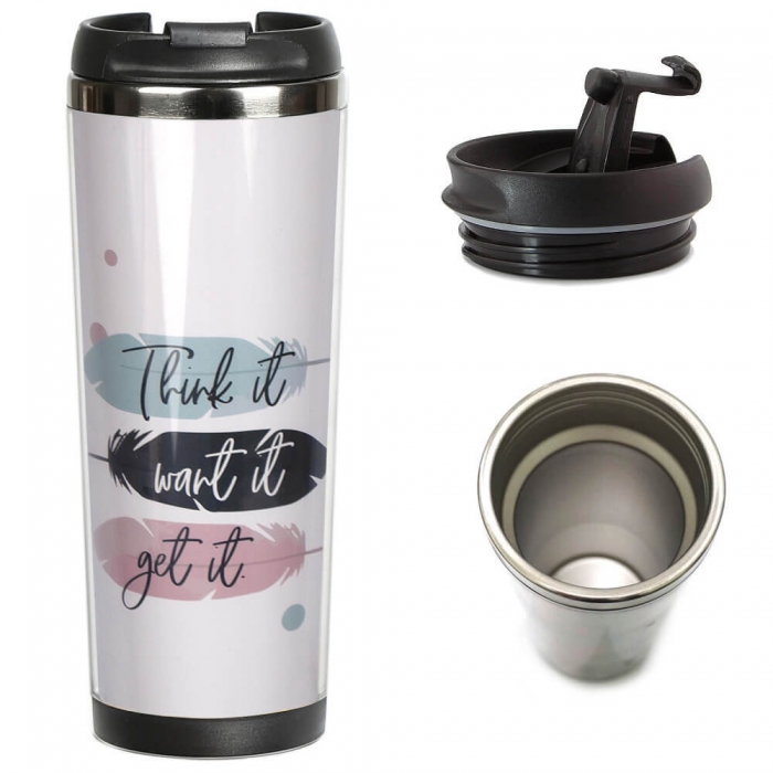 Термокружка ZIZ Думай желай получай 380 мл (21099)
