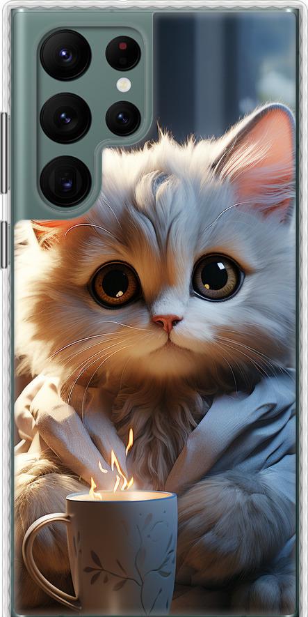 Чехол на Samsung Galaxy S22 Ultra White cat (5646pc-2500-42517)