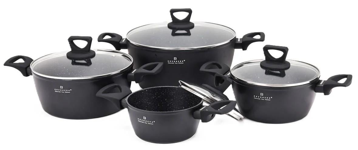 Набор посуды Edenberg EB-12915 с антипригарным мраморным покрытием и индукционным турбо дном 8 пр. (EB-12915)