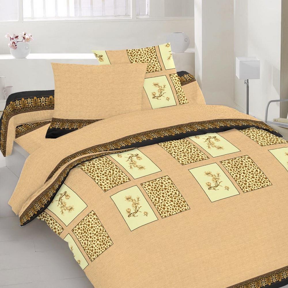 Простынь на резинке Вилена Голд Леопард бязь 120х200/25 см