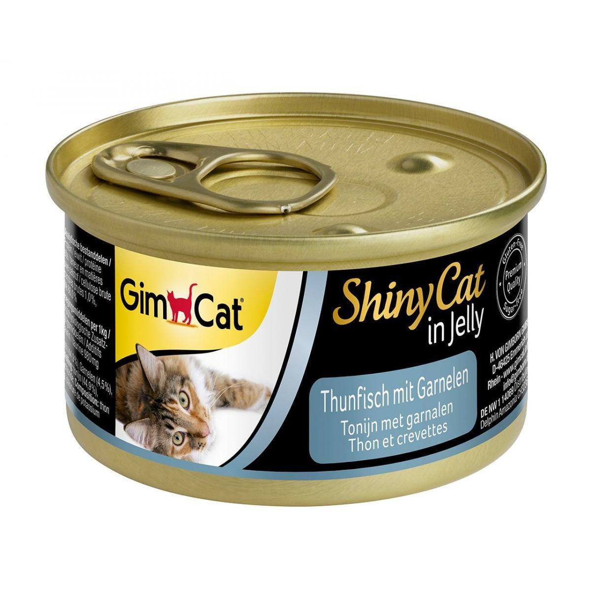 Вологий корм GimCat Shiny Cat для котів тунець та креветки 70 г (G-413099/413297)