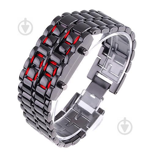 Часы-браслет Led Watch Iron Samurai, Черный с красными светодиодами ( IBW012BR )