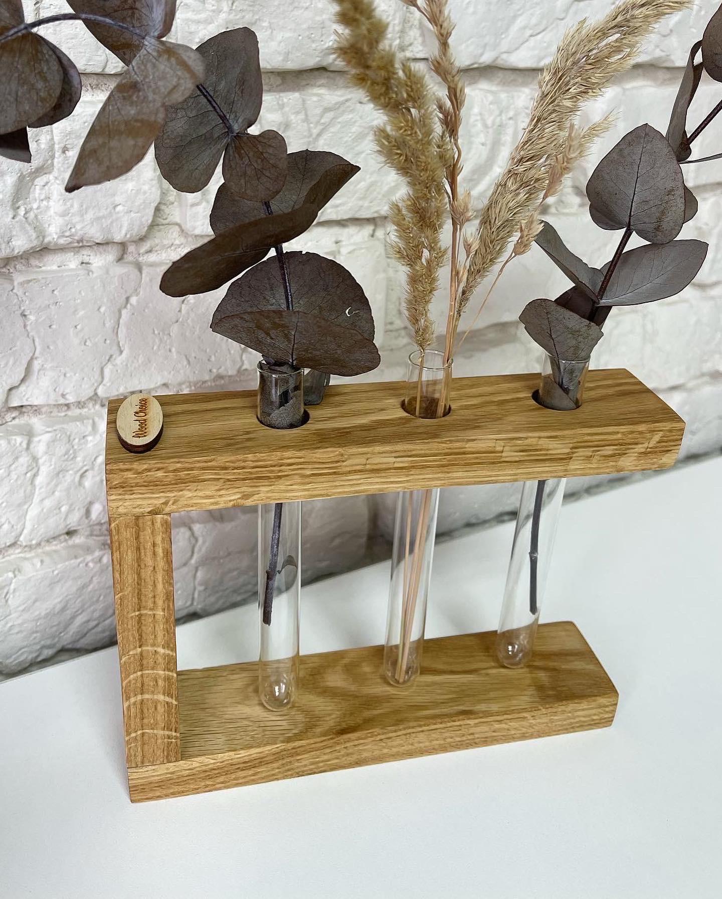 Ваза-подставка дубовая с колбами для цветов 20х15 (152) - фото 4