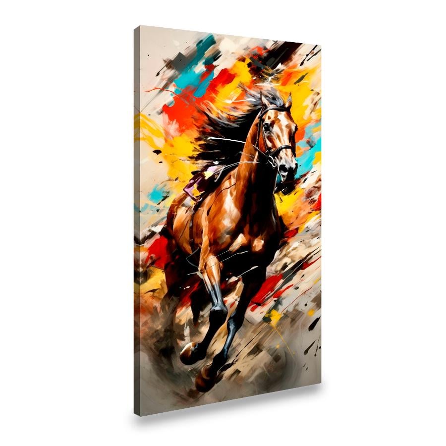 Картина на холсте Быстрый коричневый конь на абстрактном фоне 80x40 см (7VP_L)