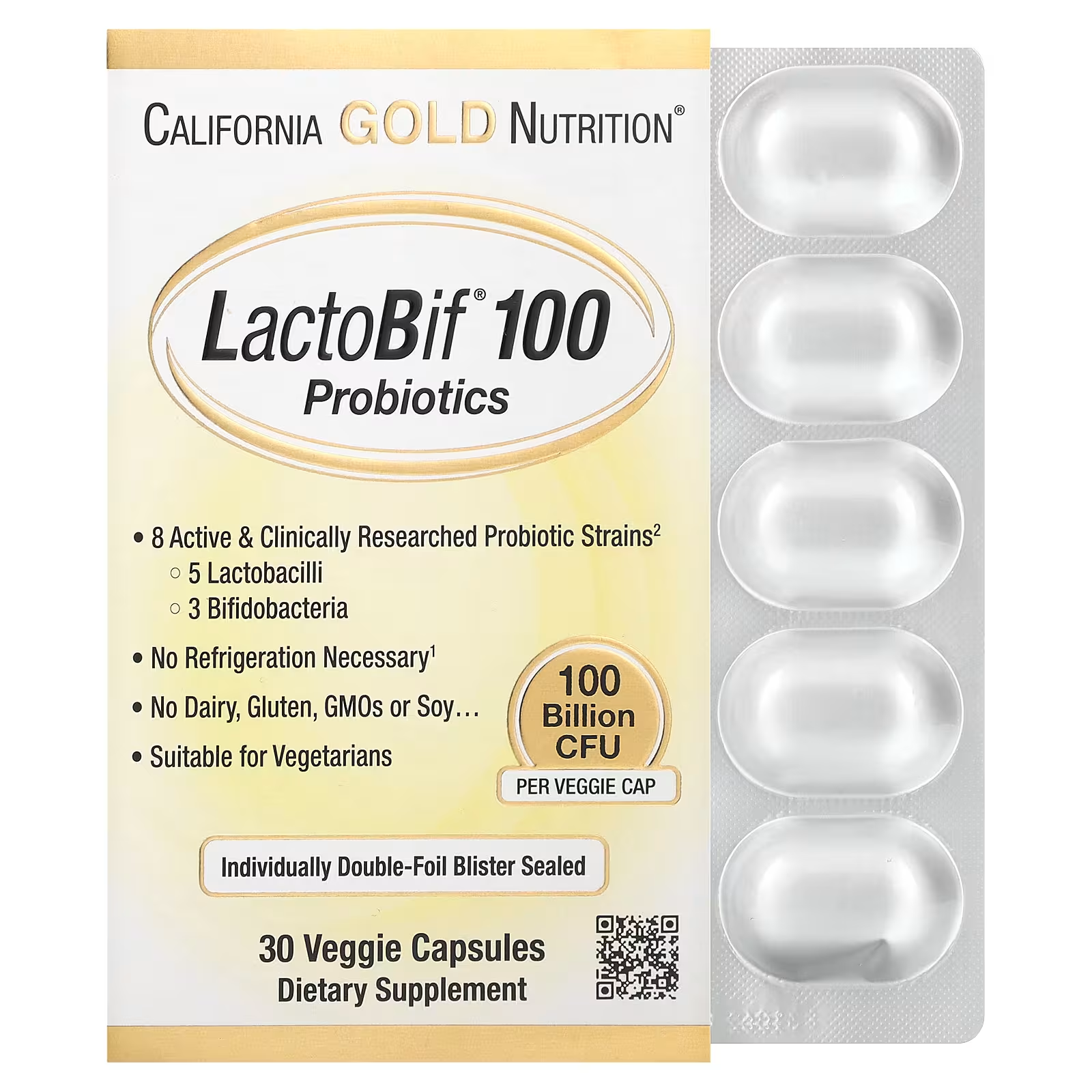 Пластина из большой пачки California Gold Nutrition LactoBif 100 млрд КОЕ 10 шт. (CGN-01053)