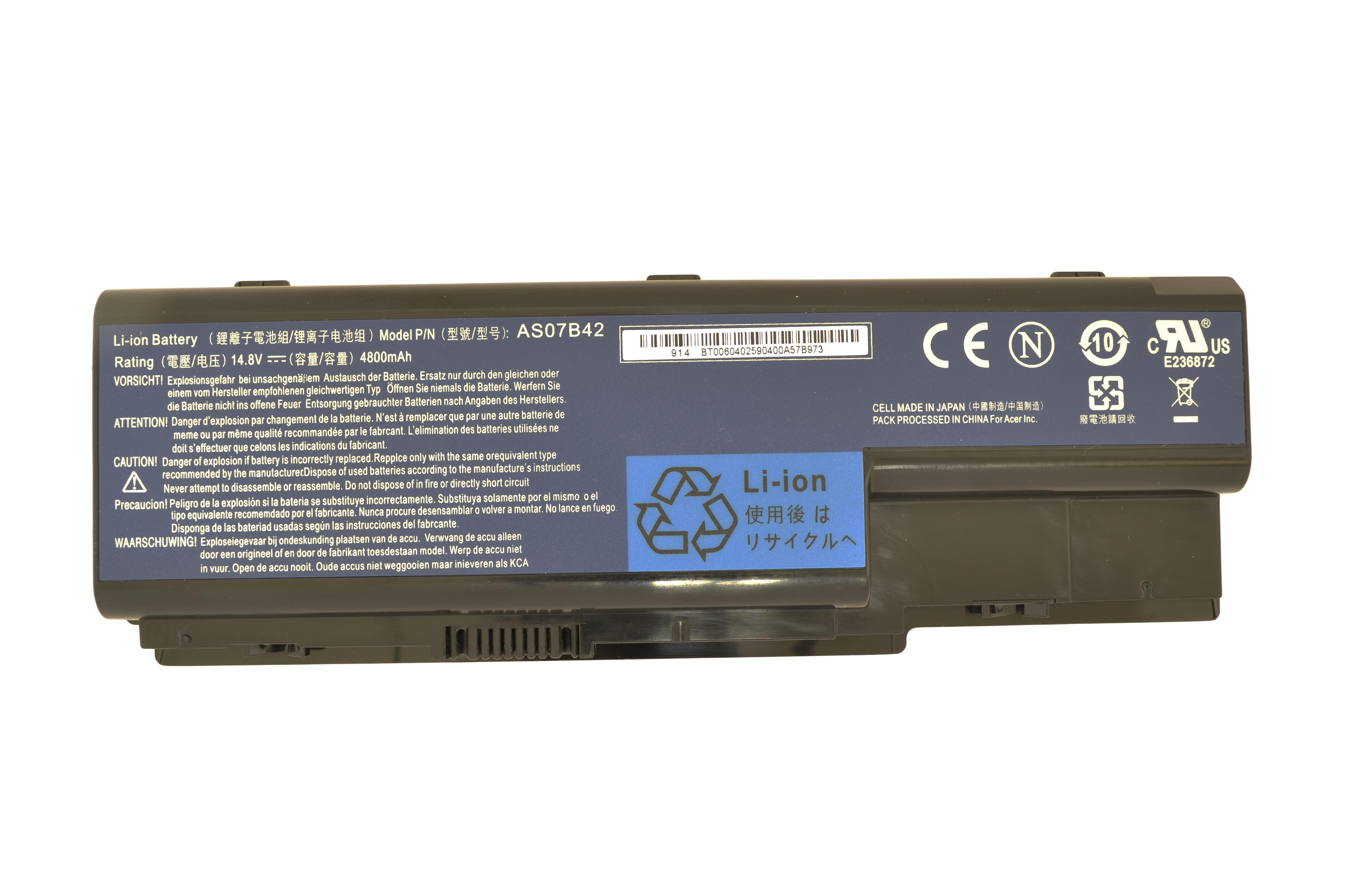 Акумулятор для ноутбука Acer AS07B42 Aspire 5315 14.8V 4800 mAh (002616)