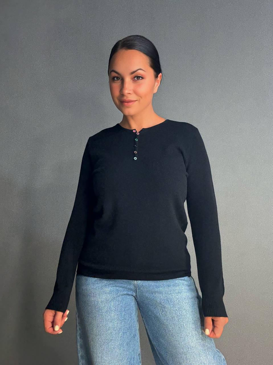 Свитер женский AN 02493 букле с пуговицами тонкий и теплый базовый One Size Черный - фото 5 Свитер женский AN 02493 букле с пуговицами тонкий и теплый базовый One Size Черный - фото 5