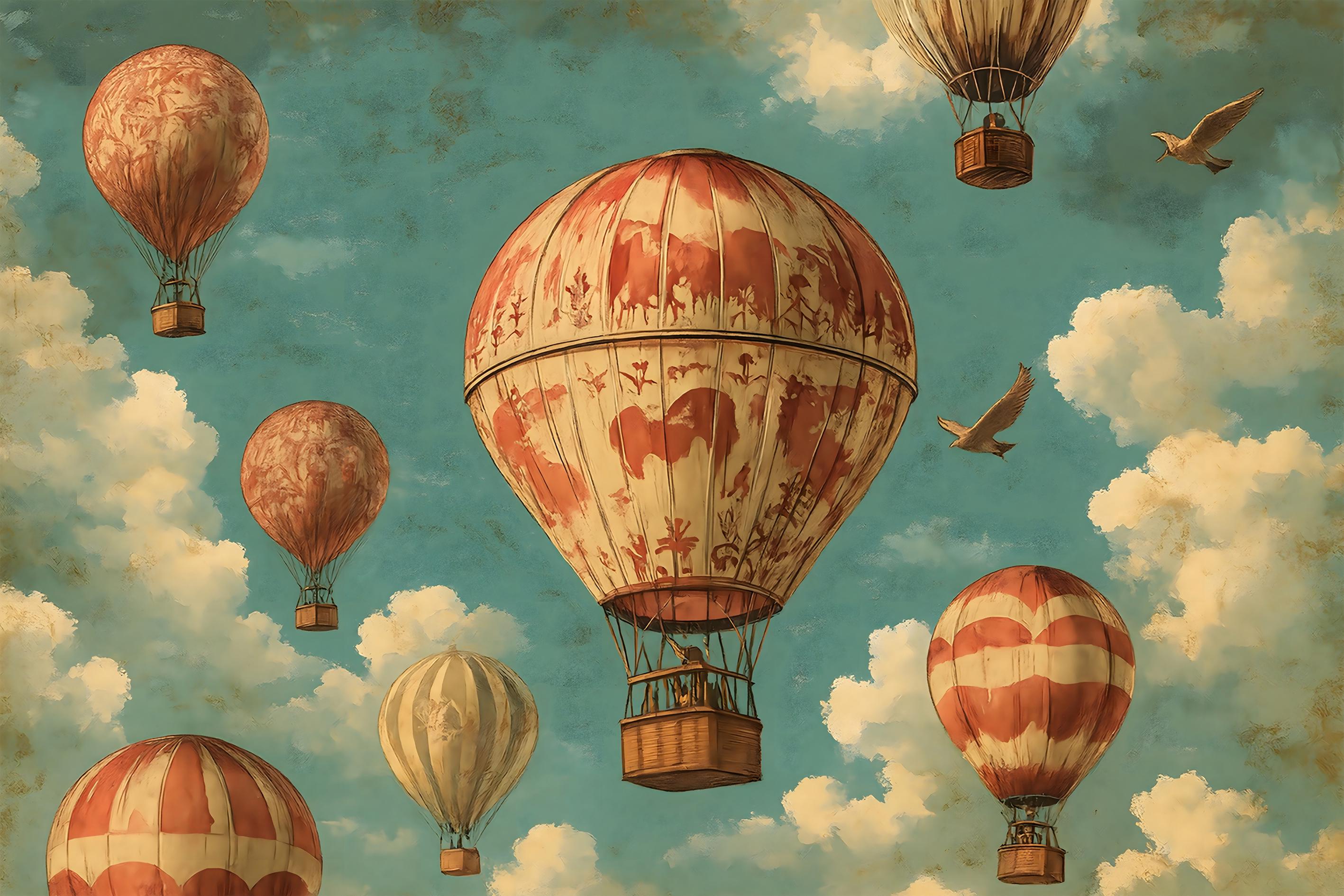 Фотошпалери флізелінові Upstream Вінтажні повітряні кулі 285х190 см (S5KID-091/4)