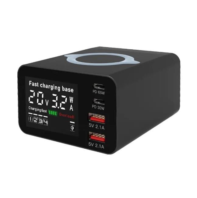 Электростанция сетевая WLX-X9C 110W с беспроводной зарядкой LCD экран 2Type-C+2USB Черный
