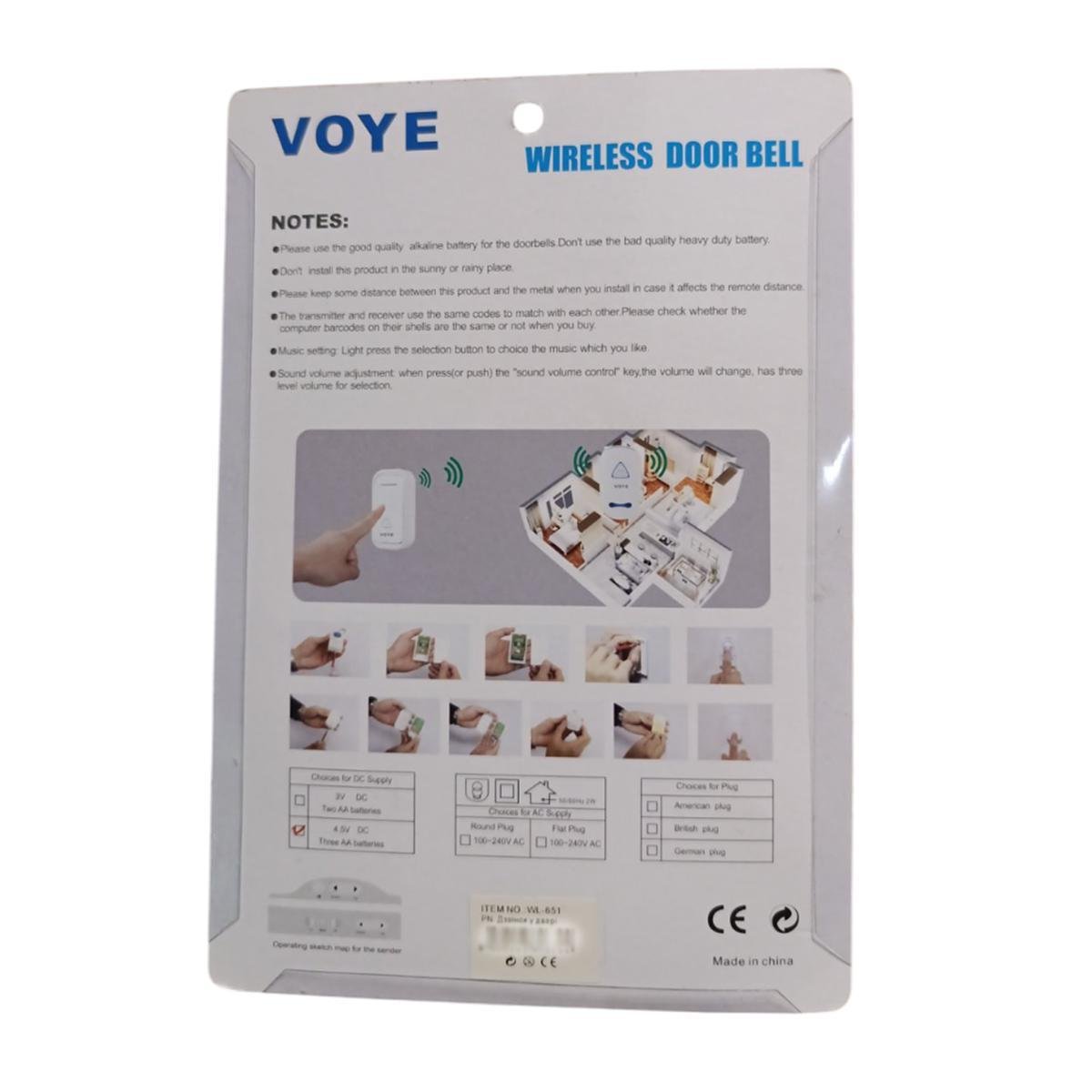 Звонок дверной беспроводной VOYE V019А WL-651 38 мелодий на батарейках White/Black/Orange (200288) - фото 10 Звонок дверной беспроводной VOYE V019А WL-651 38 мелодий на батарейках White/Black/Orange (200288) - фото 10