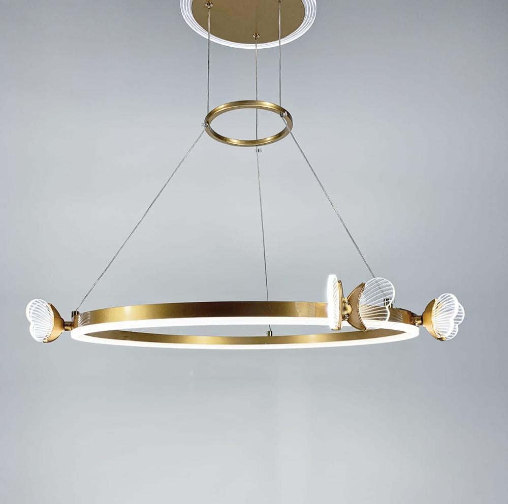 Люстра кольцо светодиодное с бабочками Золотой (C 18-700 GD) - фото 5