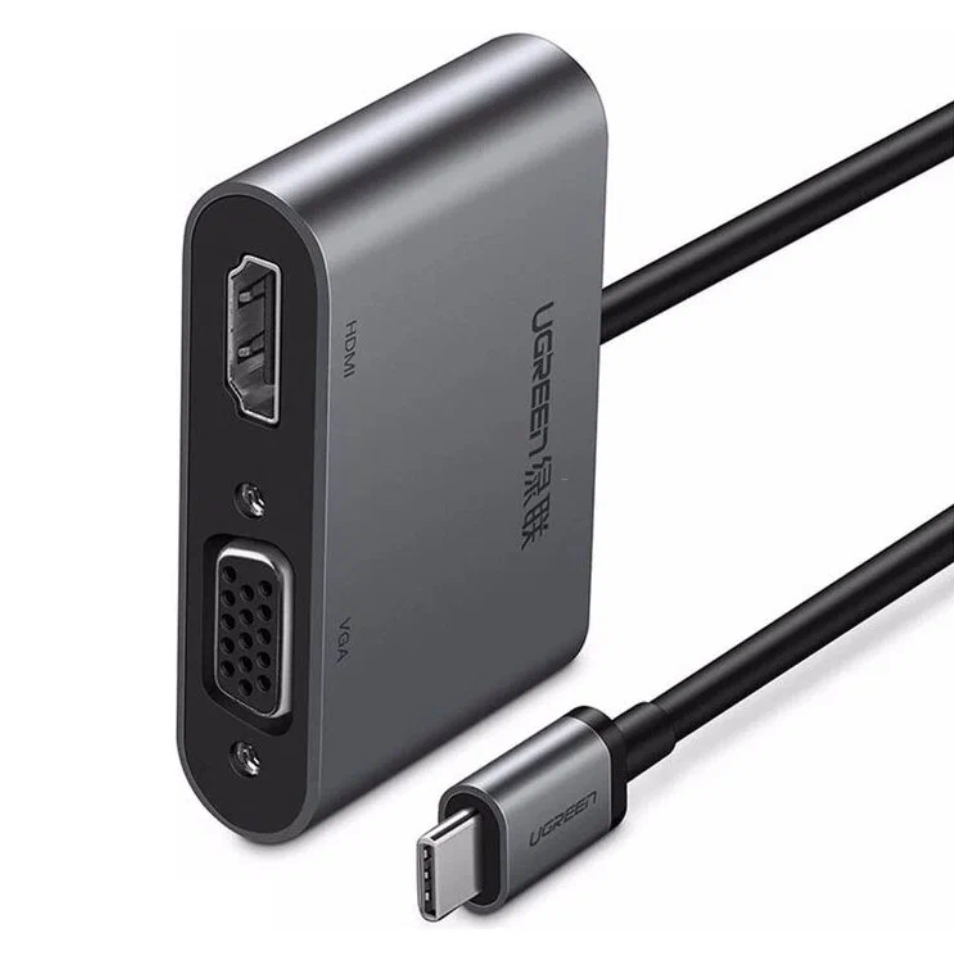 USB-хаб UGREEN USB-C to HDMI + VGA + USB 3.0 Adapter with PD Space Gray (UGR-50505) - фото 3