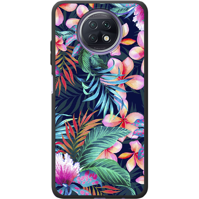 Чехол BoxFace Xiaomi Redmi Note 9T flowers in the tropics Черный силикон (42123-up1971-42207)