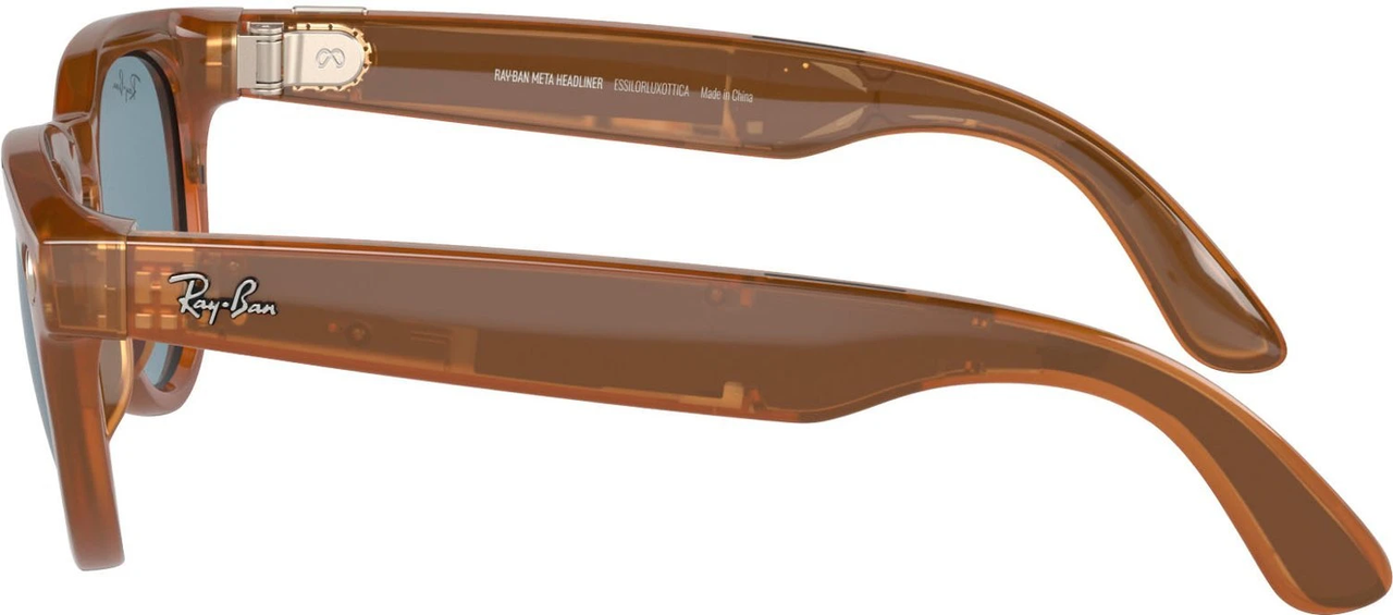 Смарт-очки Ray-Ban Meta Headliner Shiny Caramel Transparent Frame/Teal Blue Lenses RW4009 670680 50-23 - фото 4