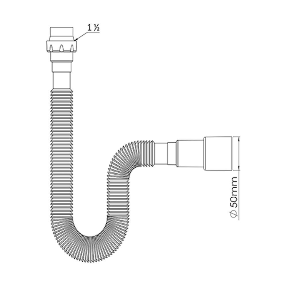 Гнучка труба для сифона Nova 1325N 1 1/2" з гайкою 800 мм (TU-16816) - фото 2