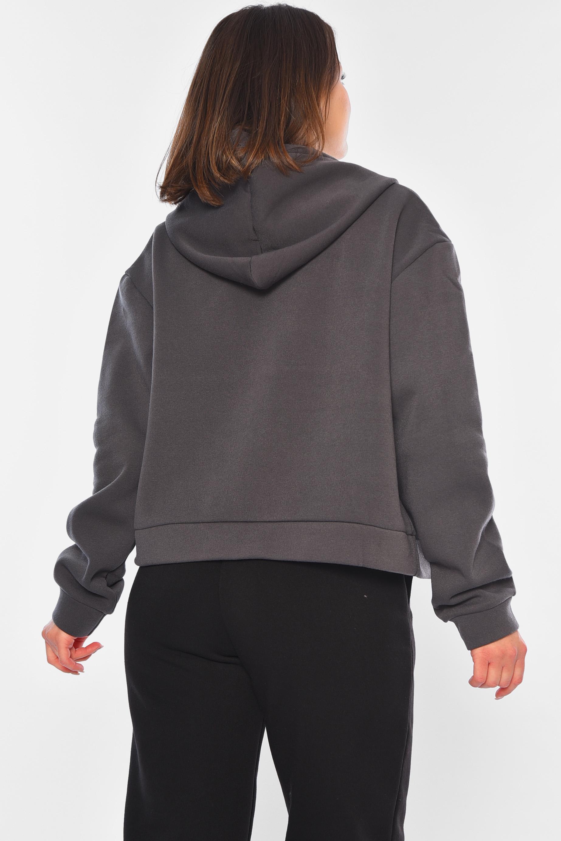 Худі жіноче на флісі M-L Сірий (194806) - фото 3